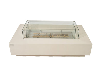 Elementi Ravello 72" Rectangle Frosted Cream White Concrete Natural Gas Fire Pit