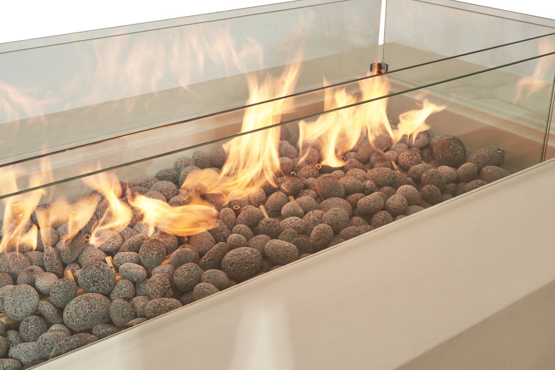 Elementi Ravello 72" Rectangle Frosted Cream White Concrete Natural Gas Fire Pit