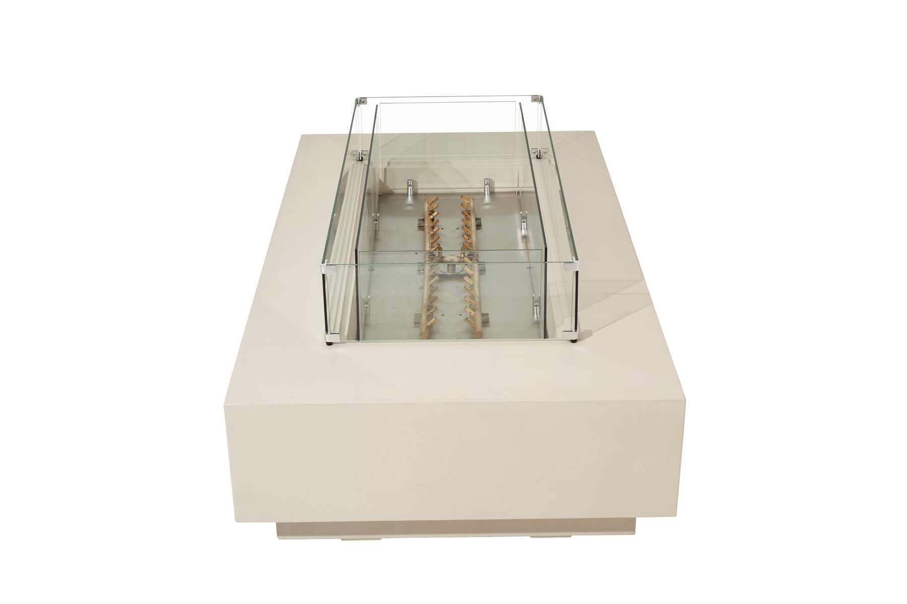 Elementi Ravello 72" Rectangle Frosted Cream White Concrete Natural Gas Fire Pit