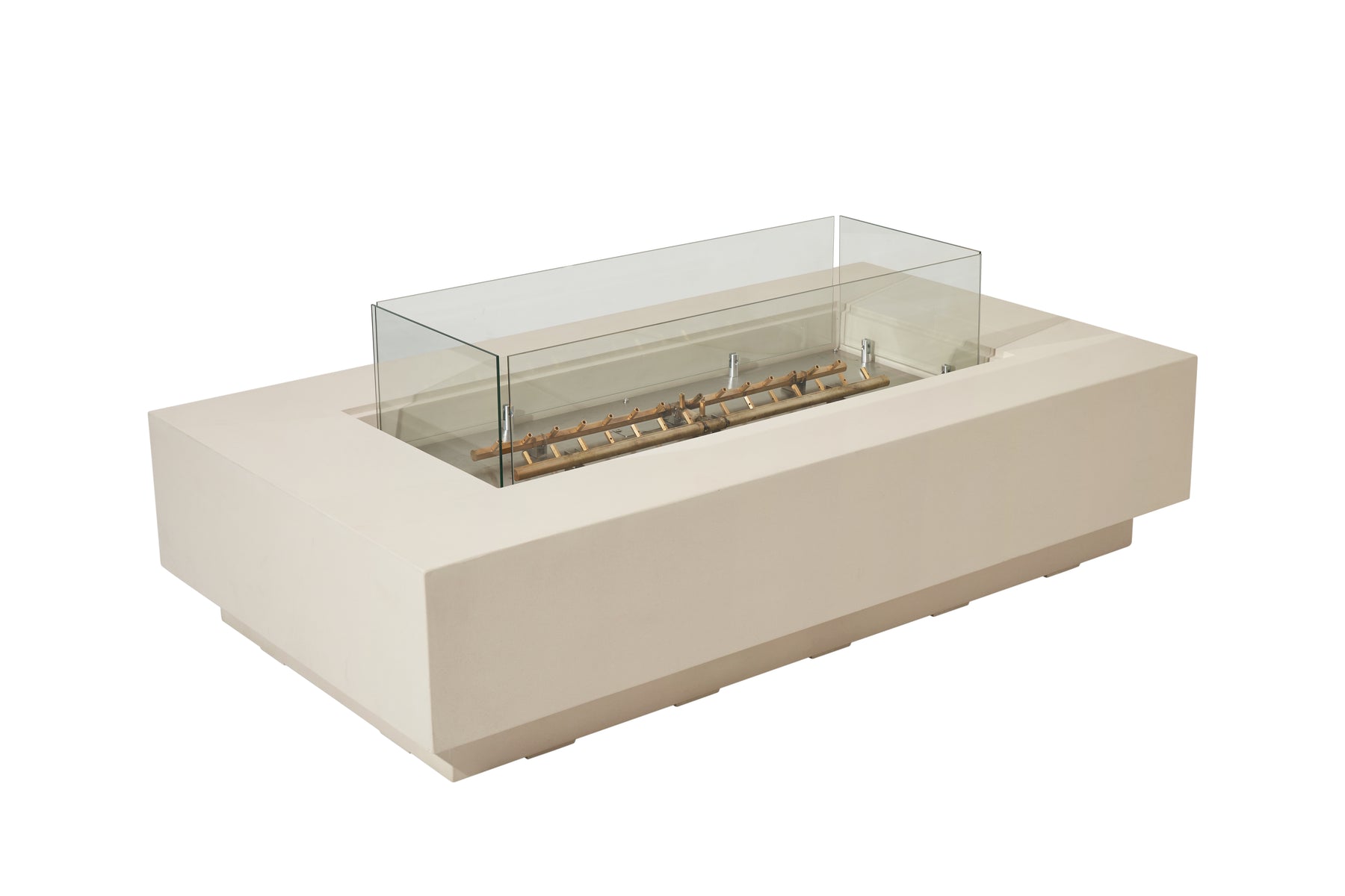 Elementi Ravello 72" Rectangle Frosted Cream White Concrete Natural Gas Fire Pit