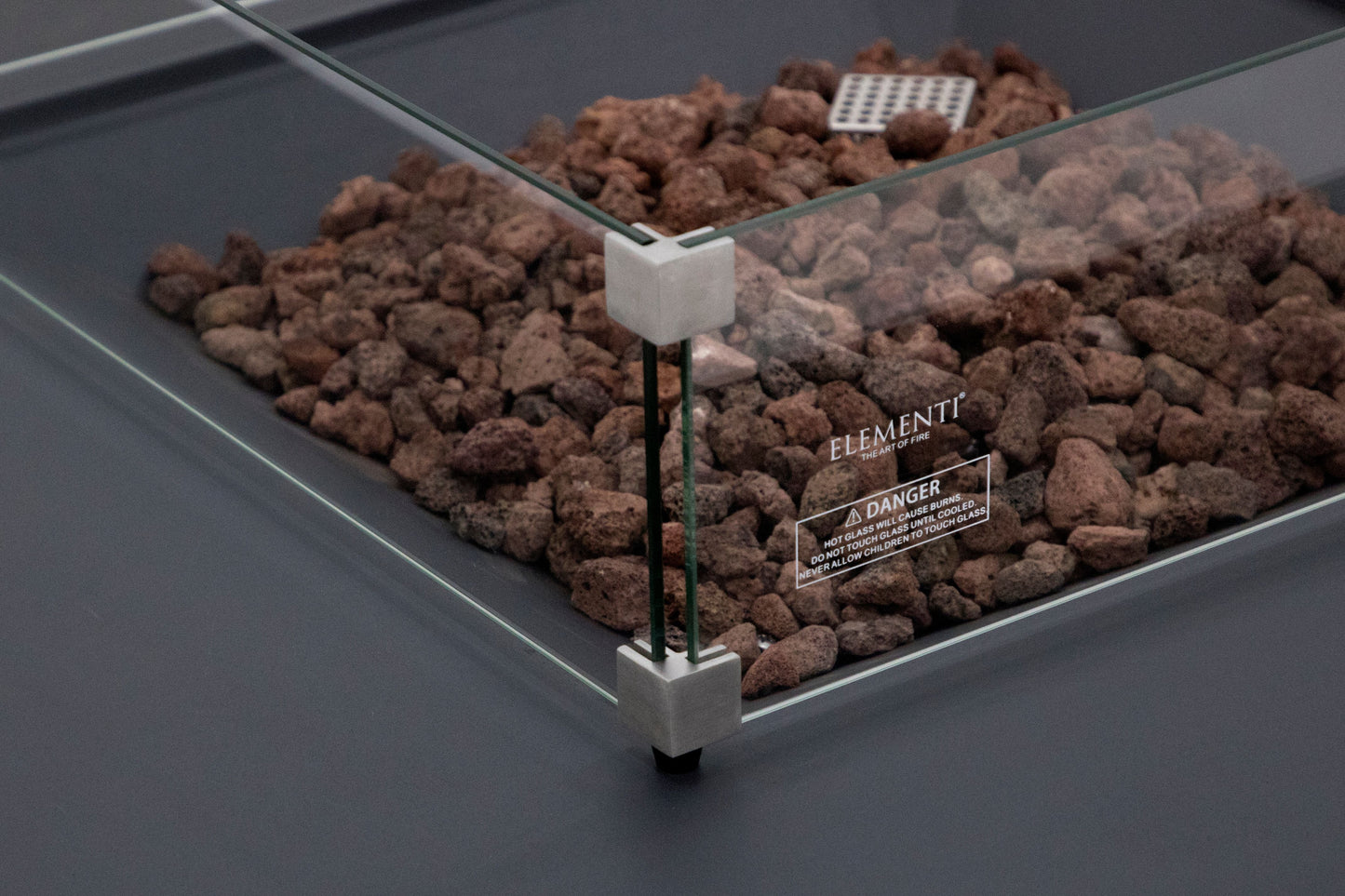 Elementi Rocky 43" Square Dark Grey Propane Fire Table with Hidden Tank