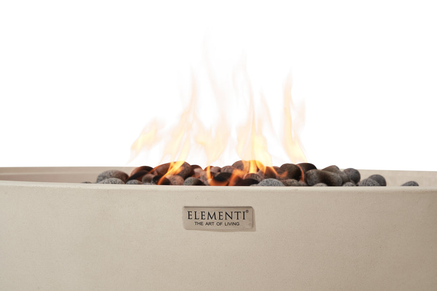 Elementi Rose Bowl 48" Round Frosted Cream White Concrete Natural Gas Fire Pit