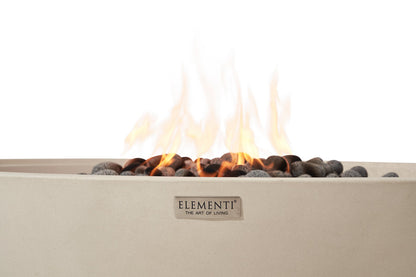 Elementi Rose Bowl 48" Round Frosted Cream White Concrete Natural Gas Fire Pit