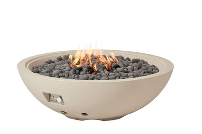 Elementi Rose Bowl 48" Round Frosted Cream White Concrete Natural Gas Fire Pit