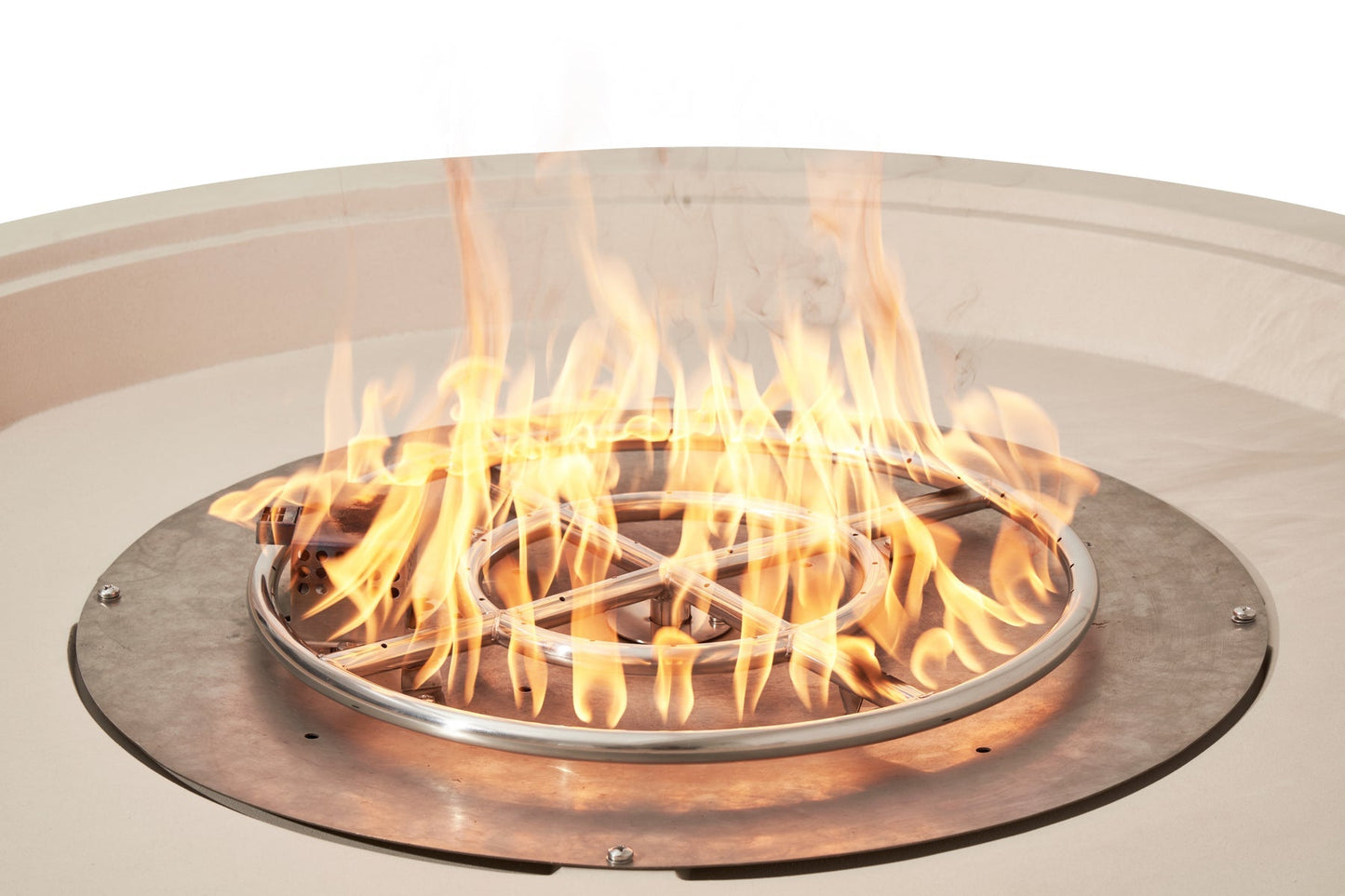 Elementi Rose Bowl 48" Round Frosted Cream White Concrete Natural Gas Fire Pit