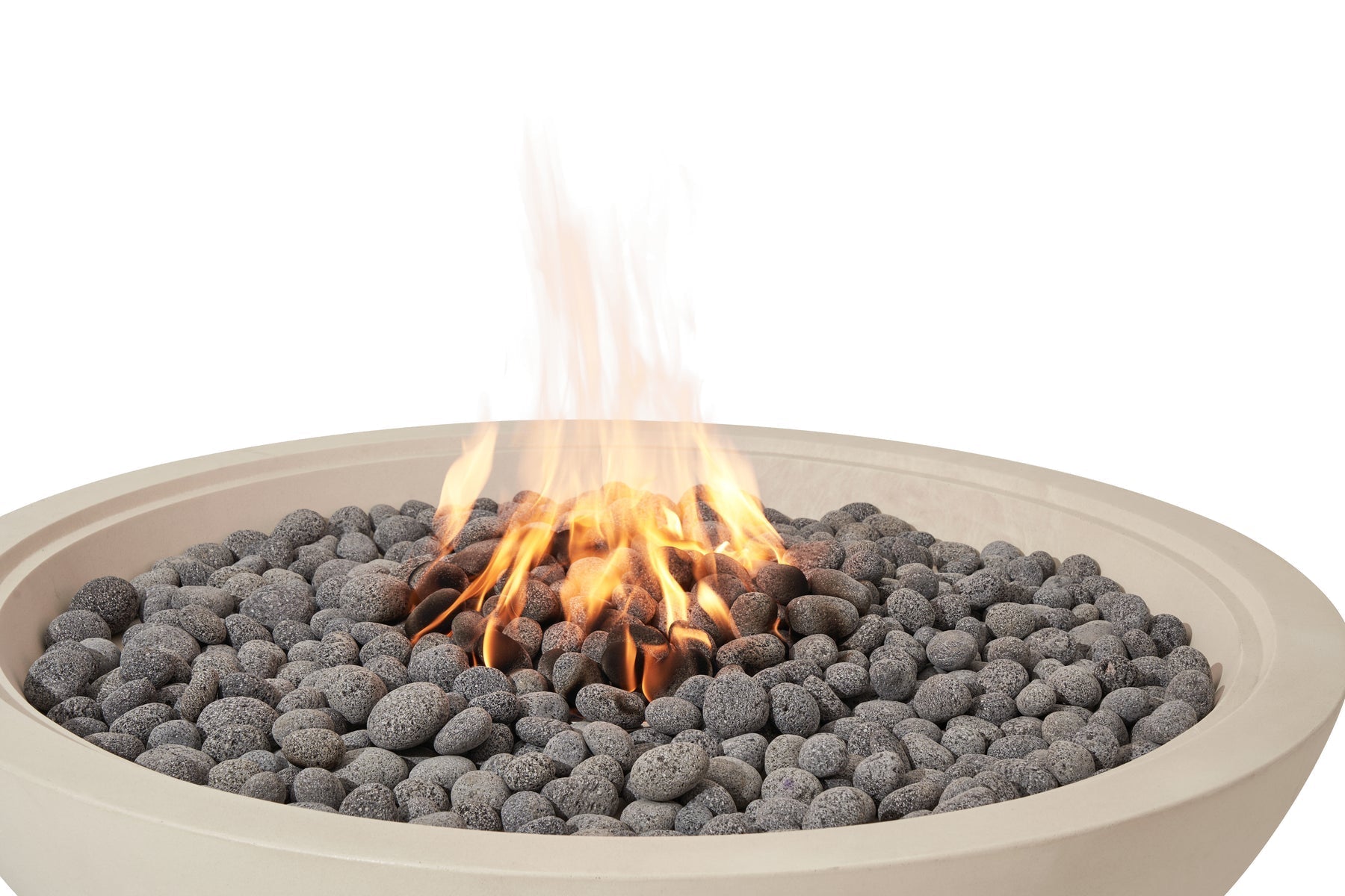 Elementi Rose Bowl 48" Round Frosted Cream White Concrete Natural Gas Fire Pit