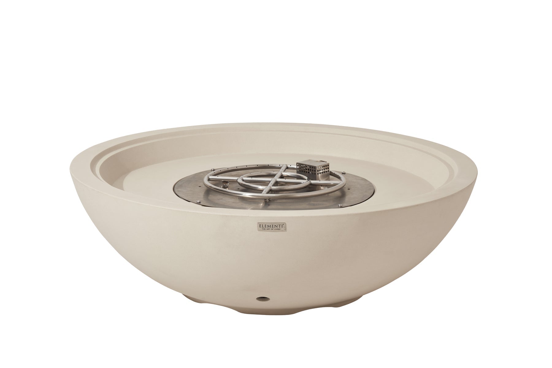 Elementi Rose Bowl 48" Round Frosted Cream White Concrete Natural Gas Fire Pit