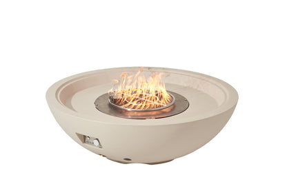Elementi Rose Bowl 48" Round Frosted Cream White Concrete Natural Gas Fire Pit