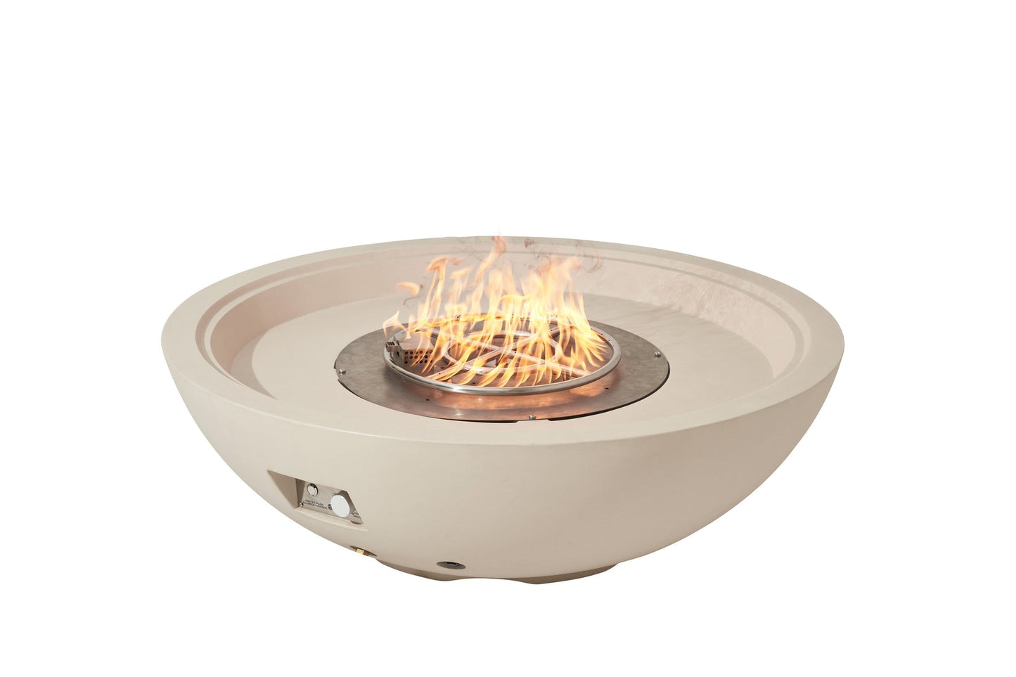 Elementi Rose Bowl 48" Round Frosted Cream White Concrete Natural Gas Fire Pit