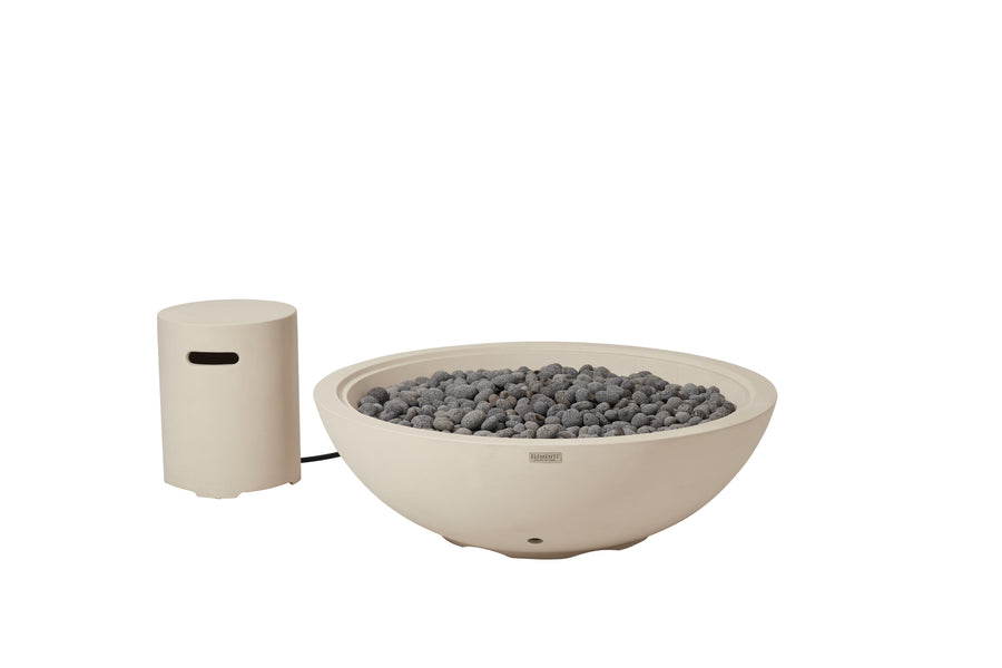 Elementi Rose Bowl 48" Round Frosted Cream White Concrete Natural Gas Fire Pit