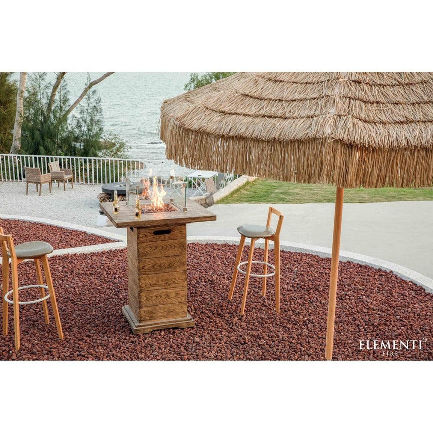 Elementi Rova 34" Redwood Concrete Propane Bar Table