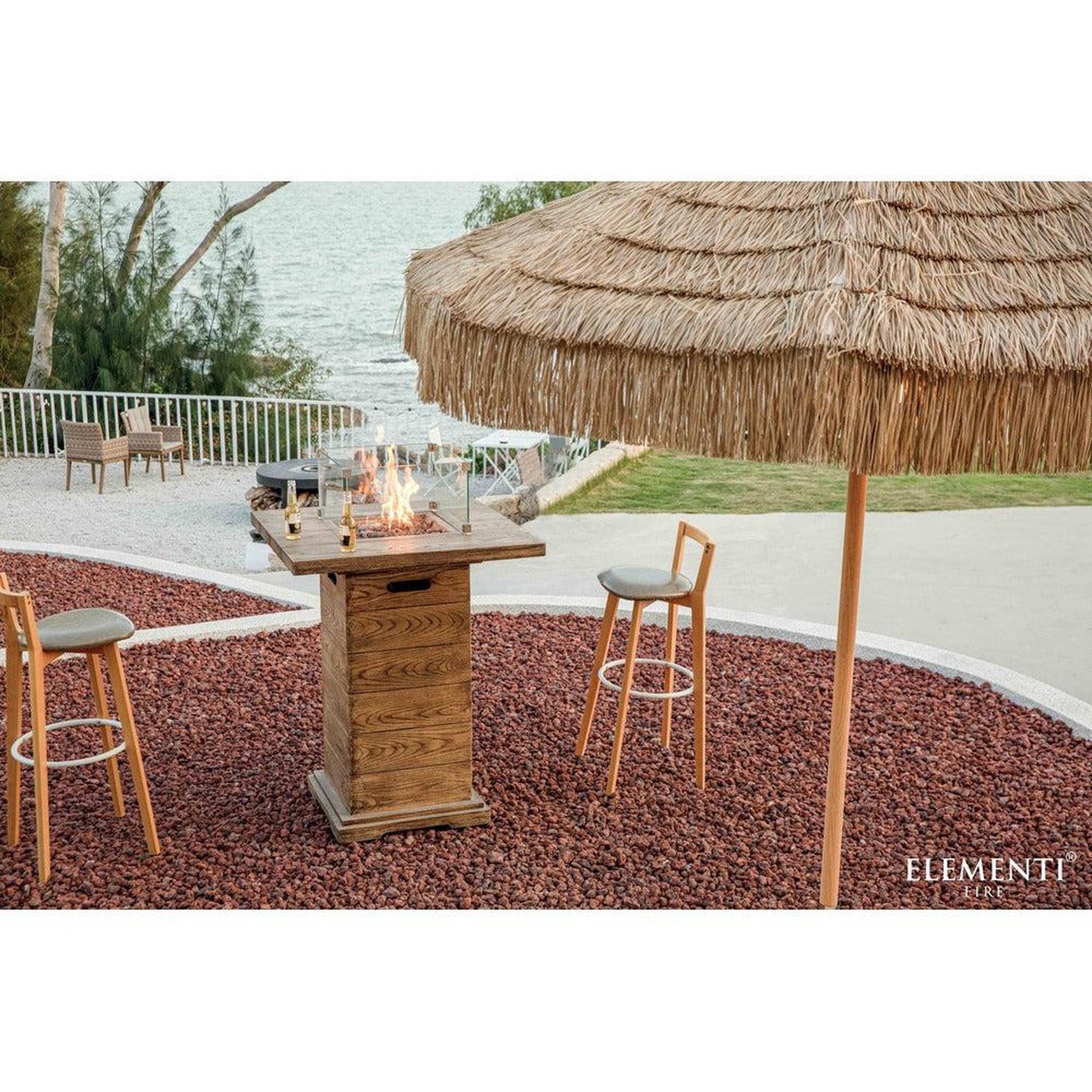 Elementi Rova 34" Redwood Concrete Propane Bar Table