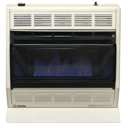 Empire 24" 30,000 BTU White Modulating Hydraulic Thermostat Control, Natural Gas Vent Free Blue Flame Heater