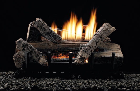 Empire 30" Whiskey River Refractory Log Set With Thermostat Control, Propane Gas Vent-Free Contour Burner