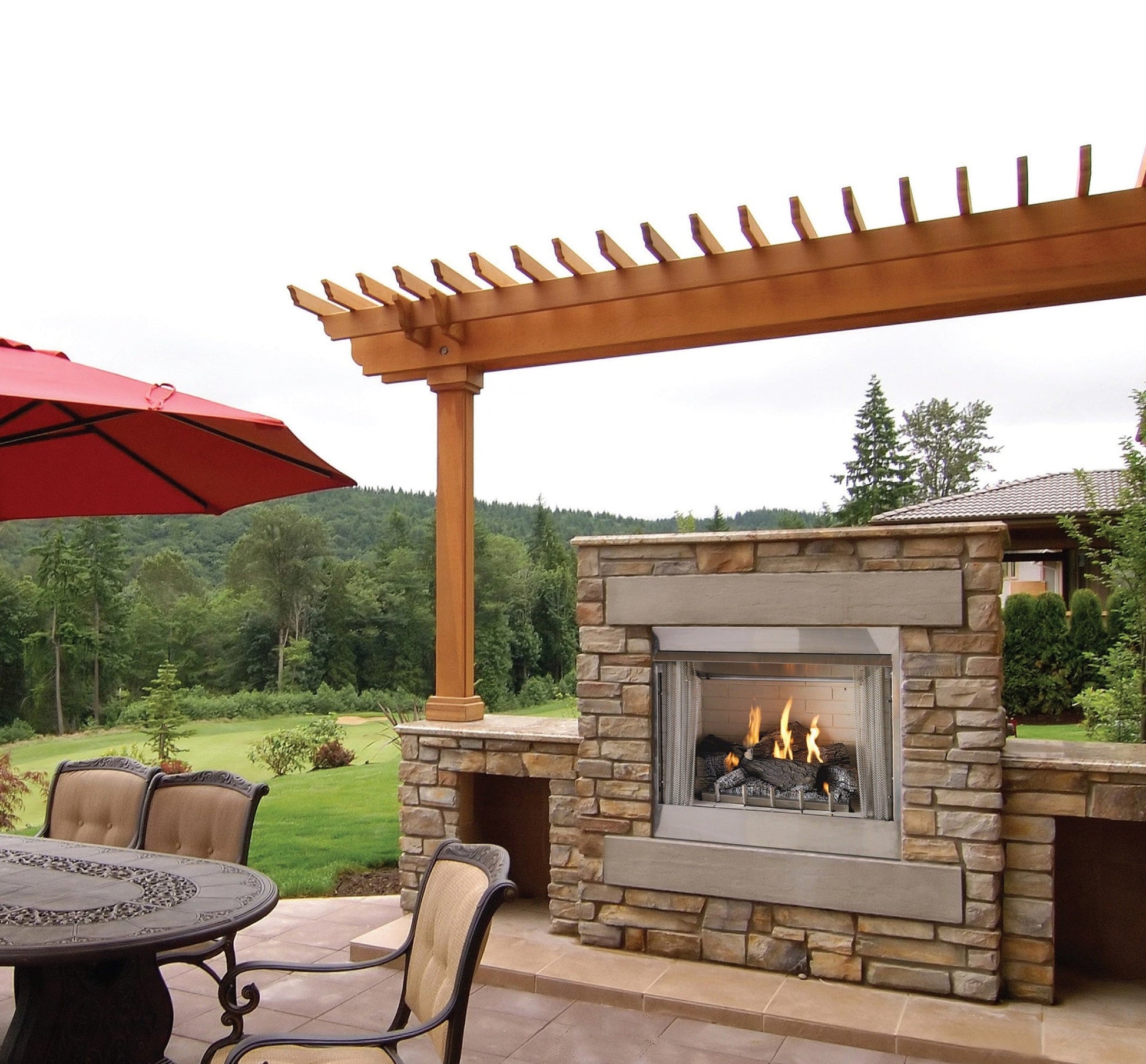 Empire Carol Rose Coastal 36" Stainless Steel Millivolt Control, Propane Gas Traditional Premium Outdoor Fireplace