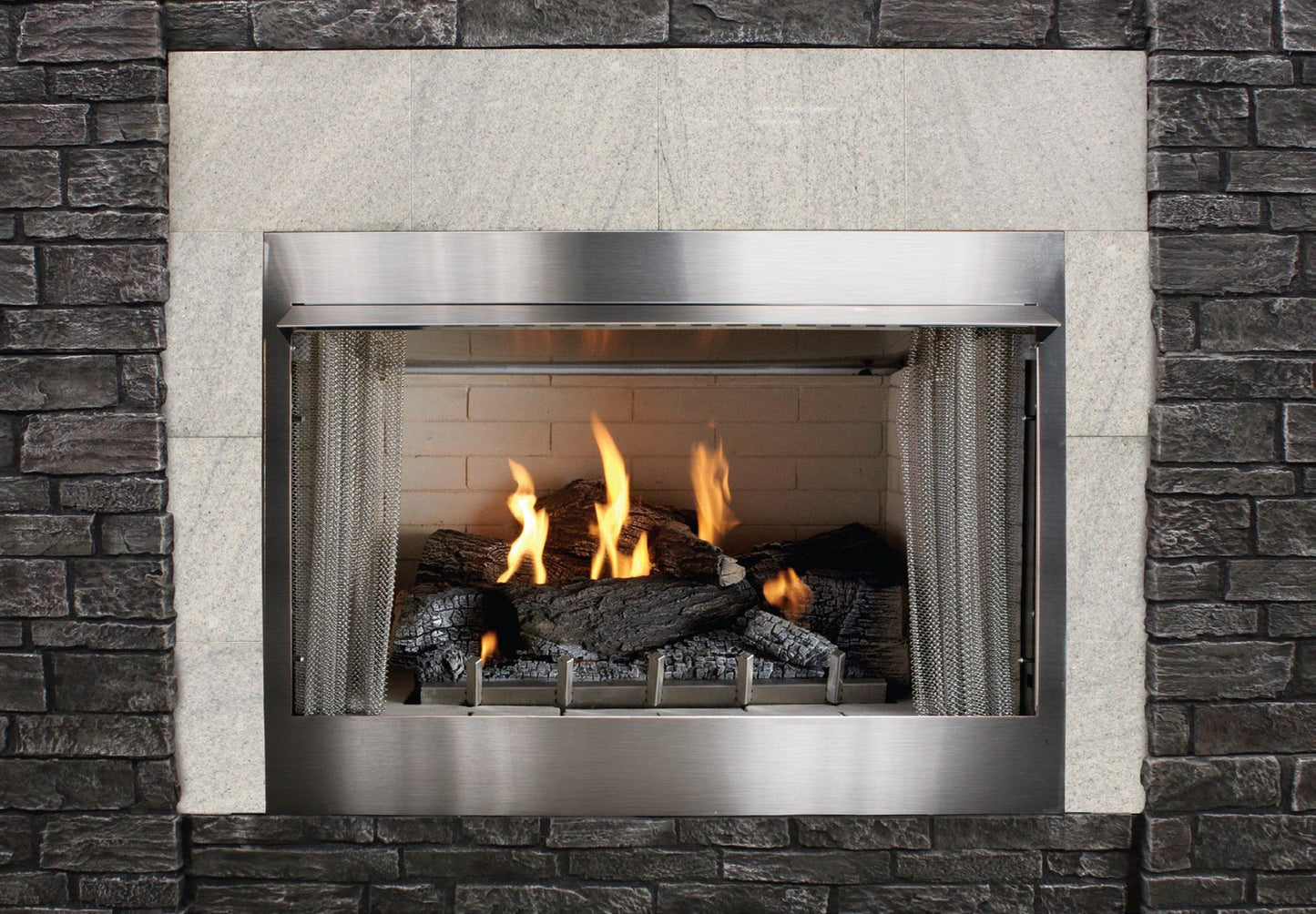 Empire Carol Rose Coastal 36" Stainless Steel Millivolt Control, Propane Gas Traditional Premium Outdoor Fireplace