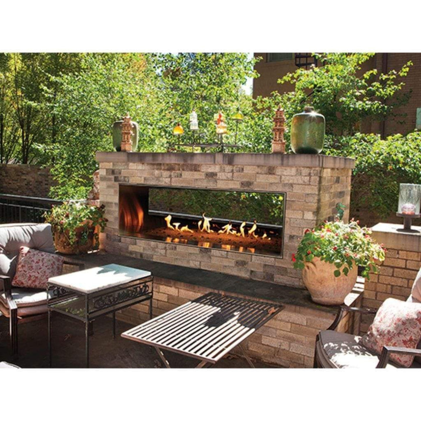 Empire Carol Rose 48" Manual Control, 55K/35K BTU Outdoor Linear See-Thru Fireplace