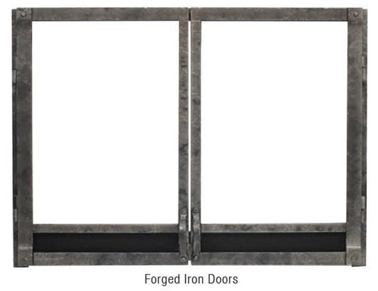 Empire Distress Pewter Forged Iron Doors & Frame for 36" Tahoe Clean Face Luxury Fireplace