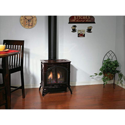 Empire Spirit 22" Porcelain Mahogany Finish Millivolt Control With On/Off Switch, Propane Gas Direct Vent Cast Iron Small Stove