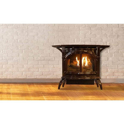 Empire Spirit 28" 25,000 BTU Porcelain Mahogany Finish Intermittent Pilot Control With On/Off Switch, Natural Gas Vent Free Cast Iron Medium Stove