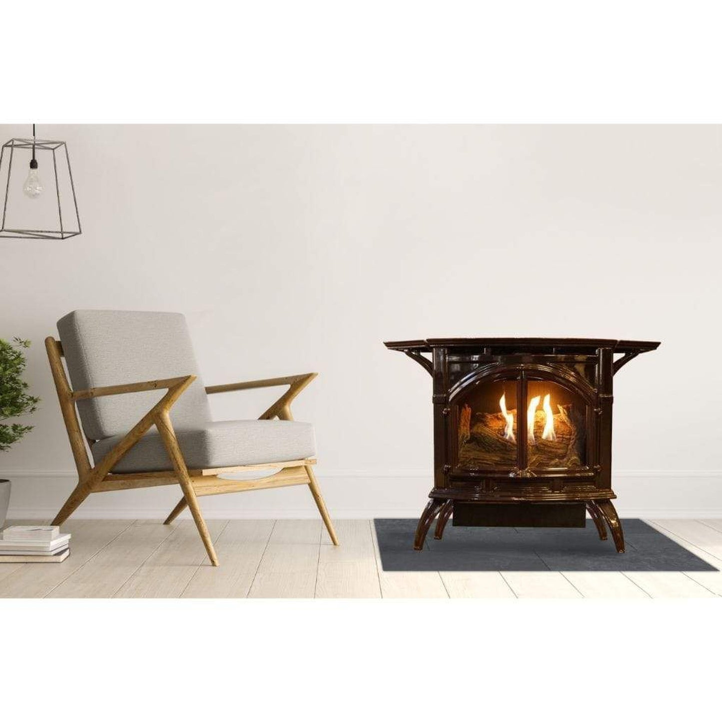 Empire Spirit 28" 25,000 BTU Porcelain Mahogany Finish Millivolt Control With On/Off Switch, Natural Gas Vent Free Cast Iron Medium Stove