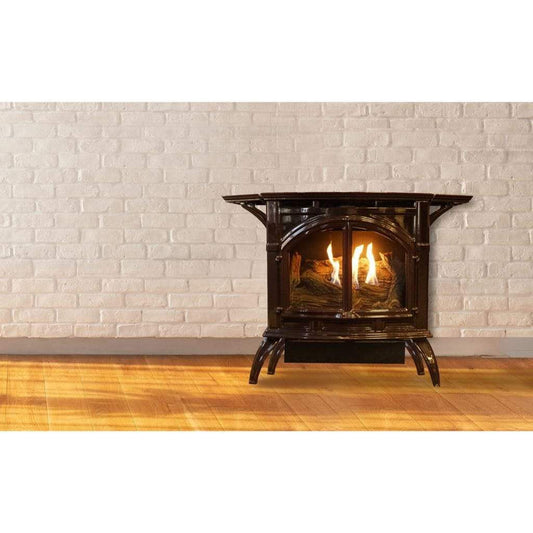 Empire Spirit 28" 25,000 BTU Porcelain Mahogany Finish Millivolt Control With On/Off Switch, Propane Gas Vent Free Cast Iron Medium Stove