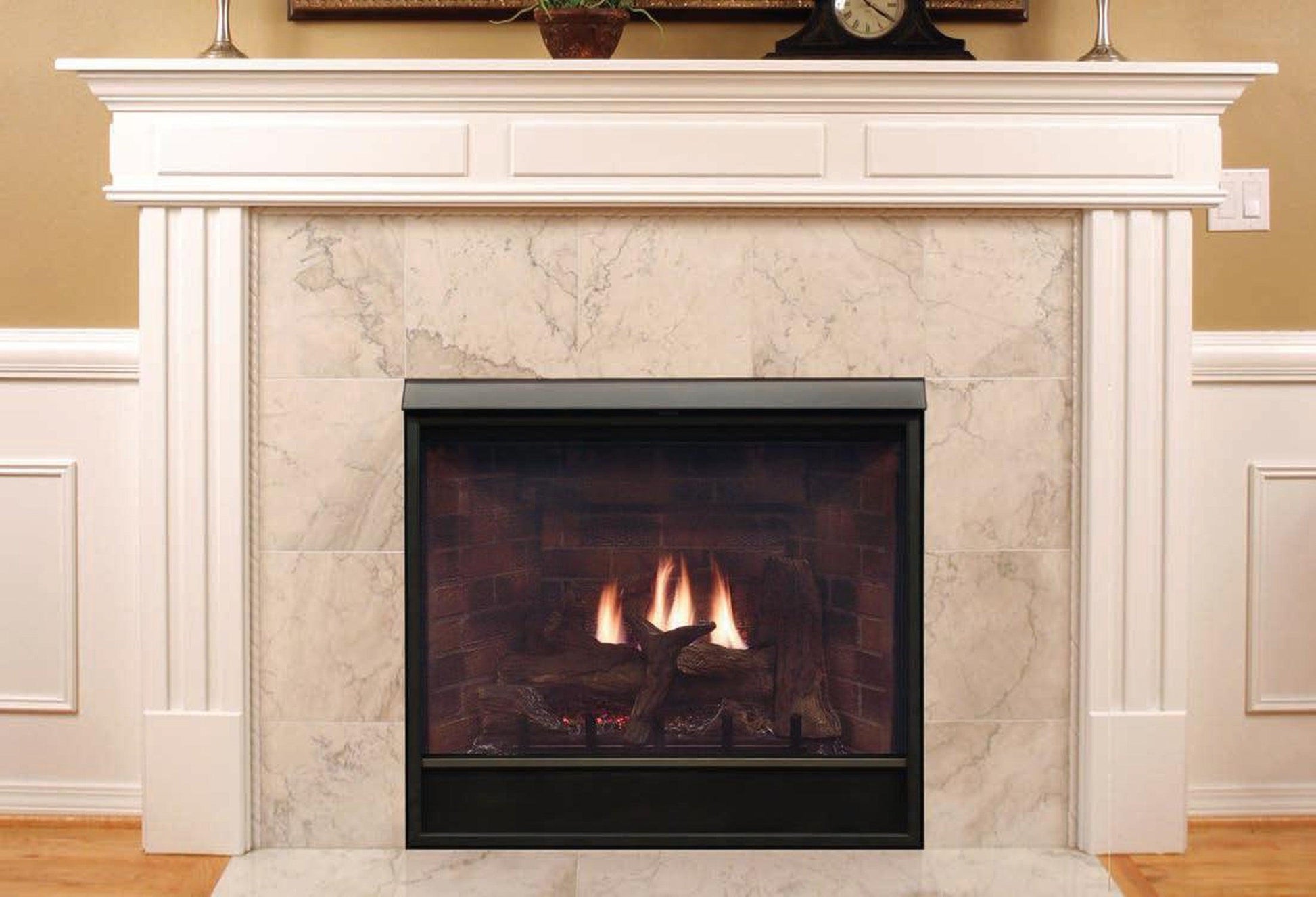 Empire Tahoe Clean Face 32" Intermittent Pilot Control With On/Off Switch and Blower, Natural Gas Direct Vent Deluxe Fireplace