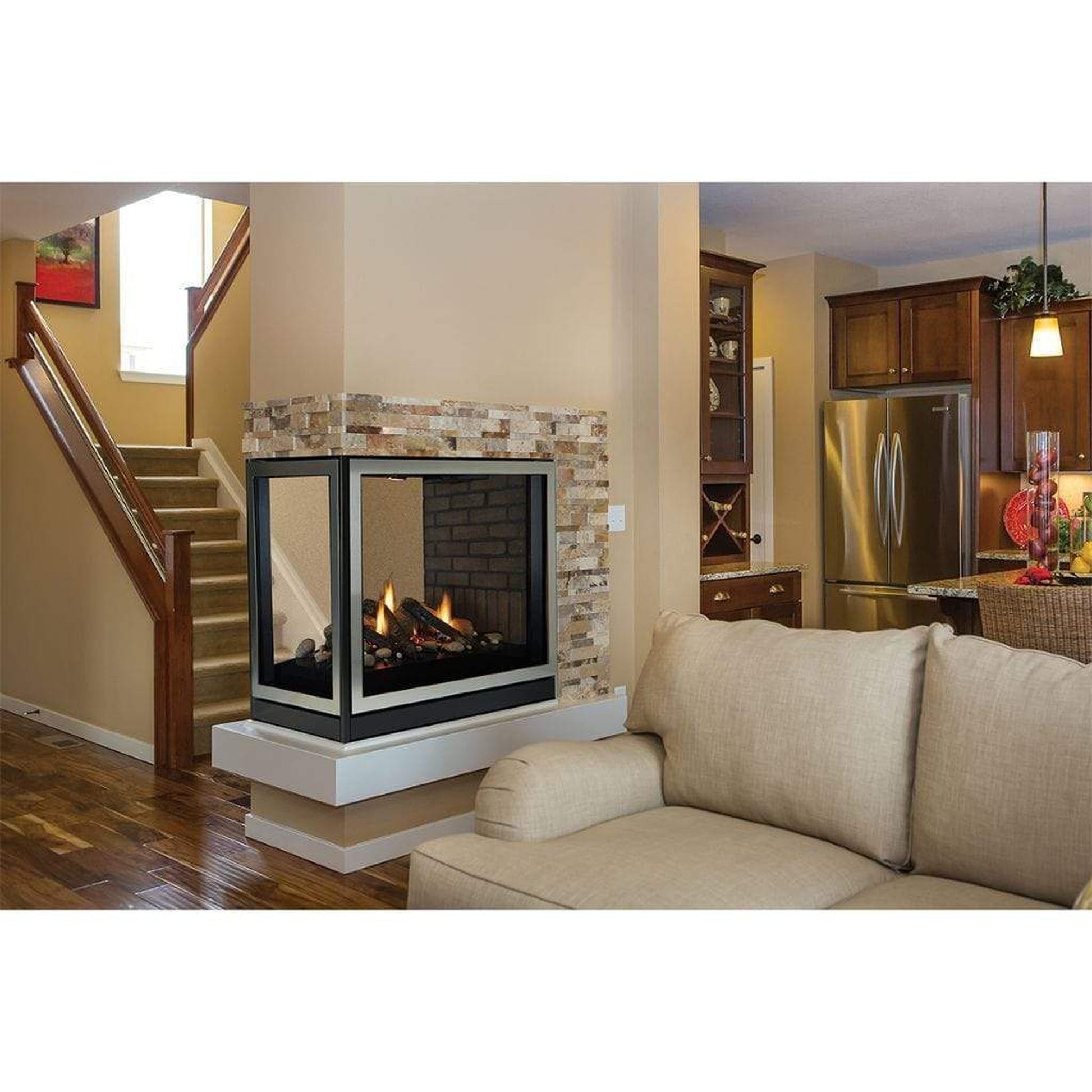 Empire Tahoe Clean Face 36" Intermittent Pilot With On/Off Switch, Natural Gas Direct Vent Premium Peninsula Fireplace