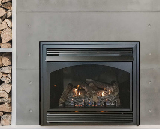 Empire Vail 32" Intermittent Pilot Control With On/Off Switch and Blower, Propane Gas Vent Free Premium Fireplace