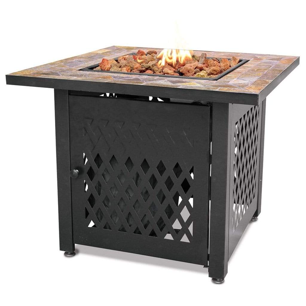 Endless Summer 30" Outdoor LP Gas Fire Pit Table With Slate Tile Mantel