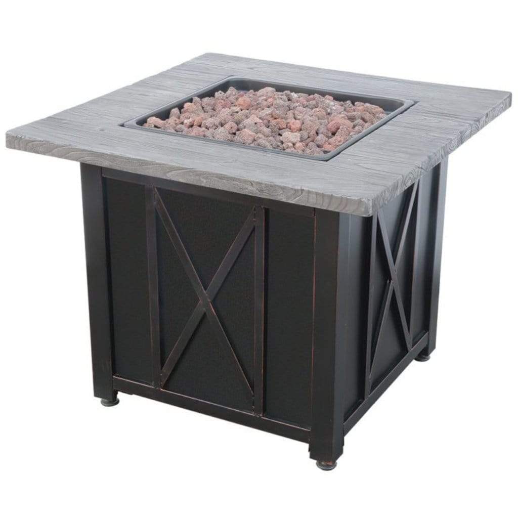 Endless Summer 30" Outdoor LP Gas Fire Pit Table With Weathered Wood Grain Printed Mantel