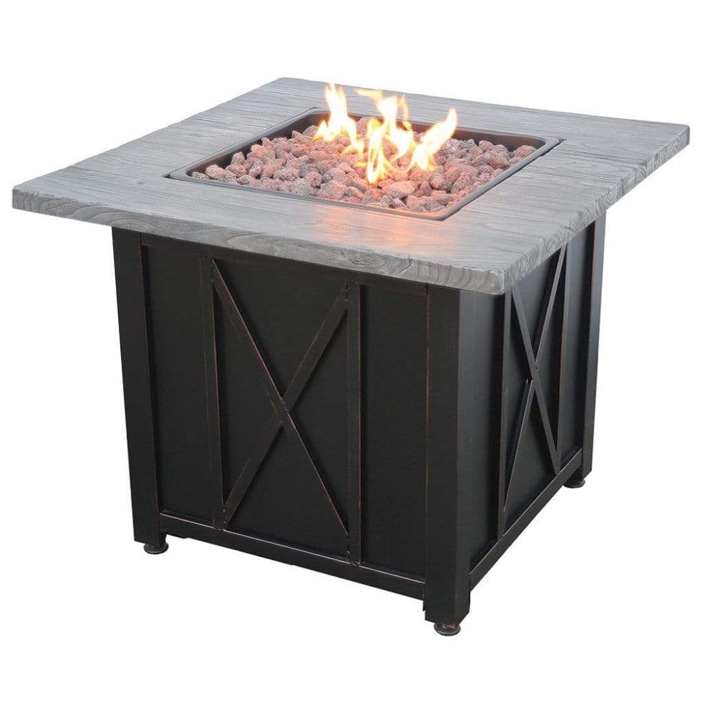 Endless Summer 30" Outdoor LP Gas Fire Pit Table With Weathered Wood Grain Printed Mantel