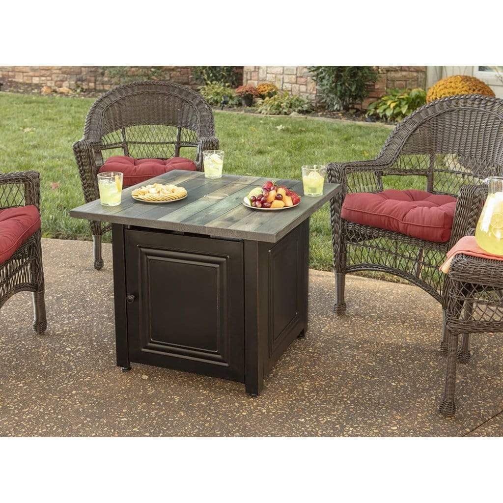 Endless Summer Burlington 30" Outdoor LP Gas Fire Pit Table With Faux Wood Top