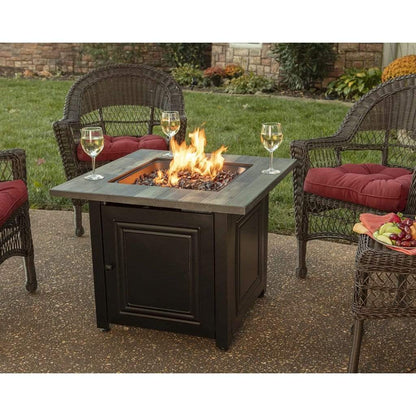 Endless Summer Burlington 30" Outdoor LP Gas Fire Pit Table With Faux Wood Top