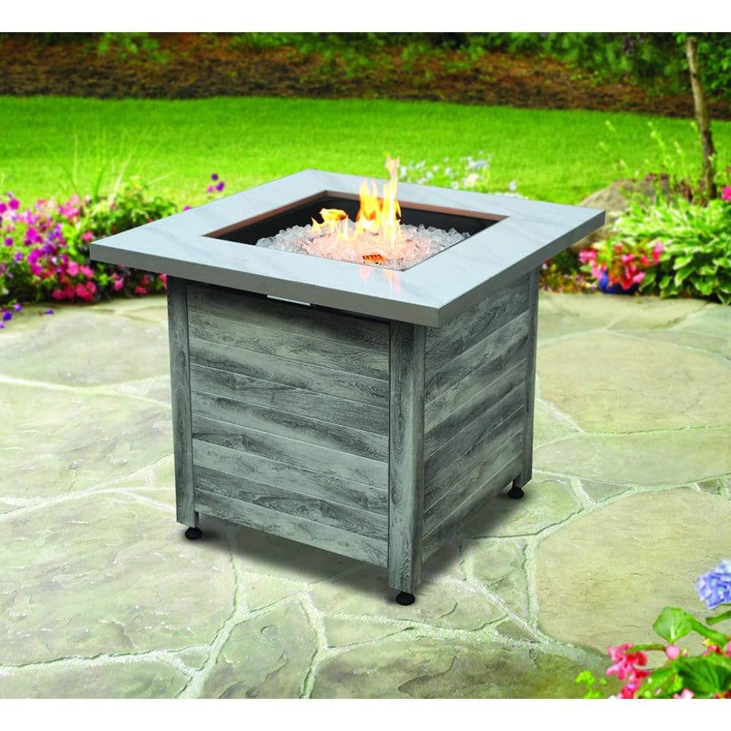 Endless Summer Chesapeake 30" Outdoor LP Gas Fire Pit Table With White Faux Marble Top