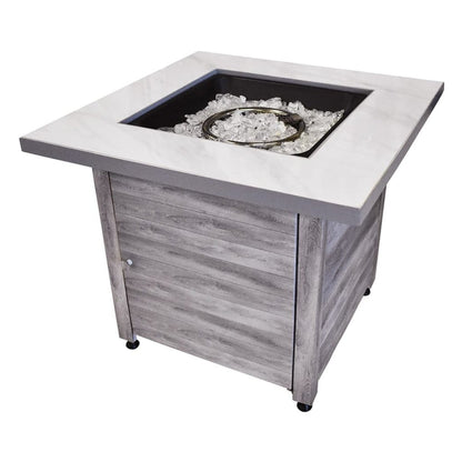 Endless Summer Chesapeake 30" Outdoor LP Gas Fire Pit Table With White Faux Marble Top