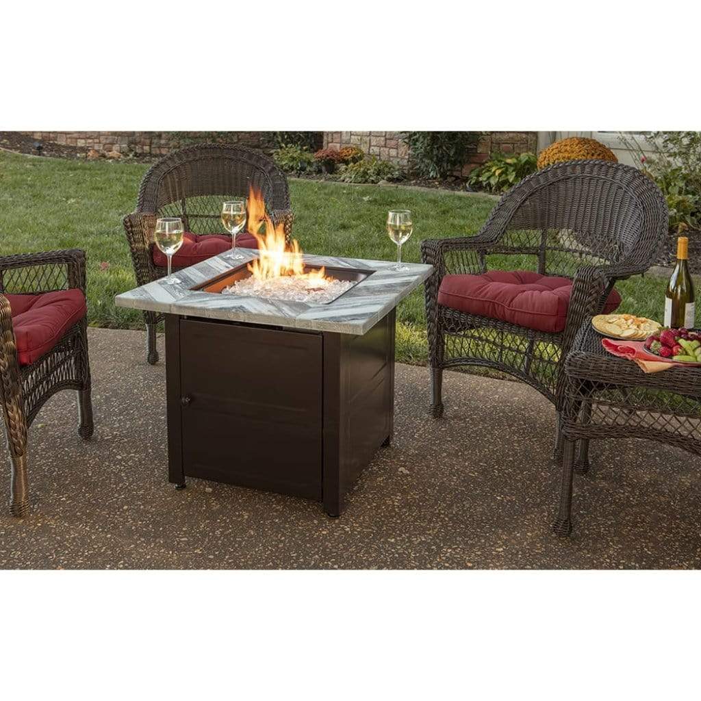 Endless Summer Duvall 30" Outdoor LP Gas Fire Pit Table With Faux Wood Top