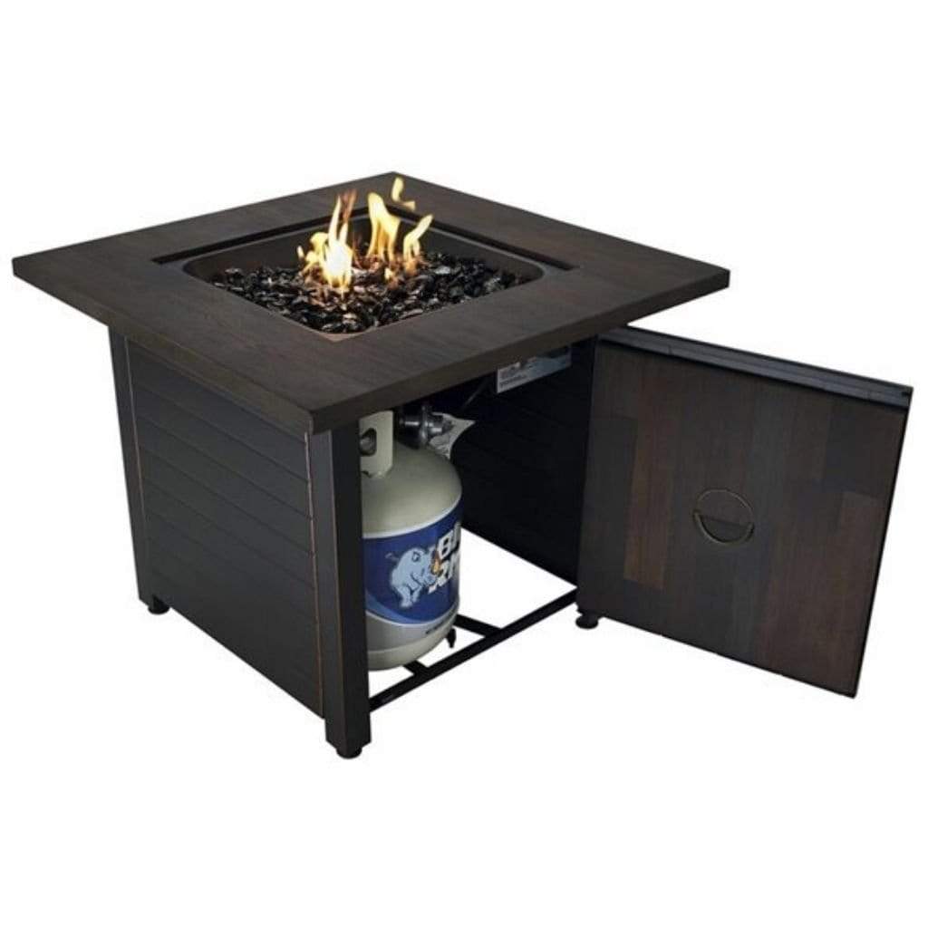 Endless Summer Spencer 30" Outdoor LP Gas Fire Pit Table With Printed Resin Mantel