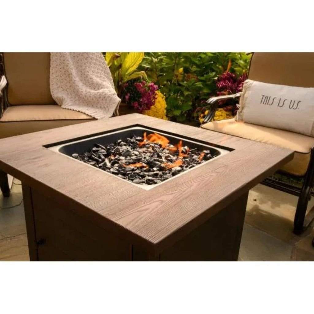 Endless Summer Spencer 30" Outdoor LP Gas Fire Pit Table With Printed Resin Mantel