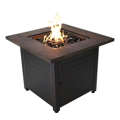 Endless Summer Spencer 30" Outdoor LP Gas Fire Pit Table With Printed Resin Mantel