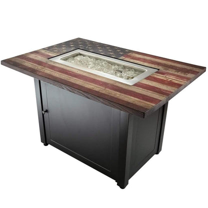 Endless Summer The Americana 40" Rectangular Outdoor LP Gas Fire Pit Table With American Flag Mantel