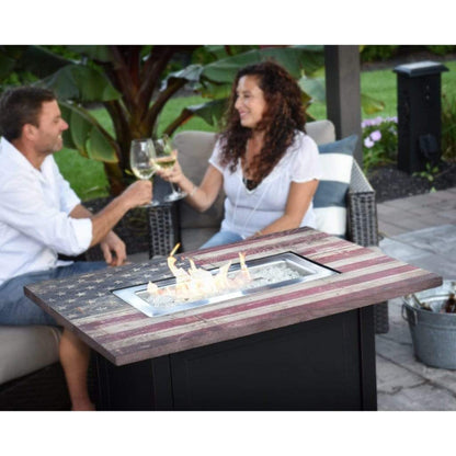 Endless Summer The Americana 40" Rectangular Outdoor LP Gas Fire Pit Table With American Flag Mantel