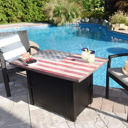 Endless Summer The Americana 40" Rectangular Outdoor LP Gas Fire Pit Table With American Flag Mantel