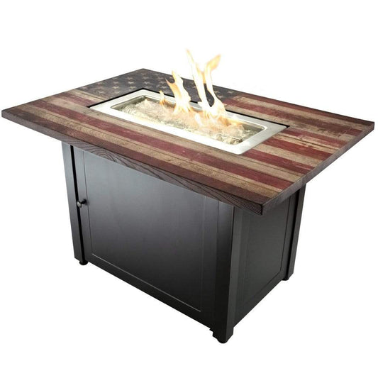 Endless Summer The Americana 40" Rectangular Outdoor LP Gas Fire Pit Table With American Flag Mantel