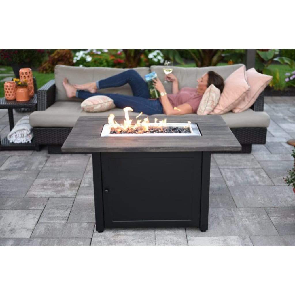 Endless Summer The Marc 40" Rectangular Outdoor LP Gas Fire Pit Table With Faux Wood Mantel