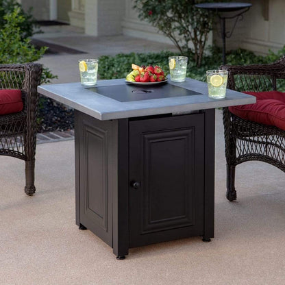 Endless Summer Wakefield 28" Outdoor LP Gas Fire Pit Table With Faux Concrete Resin Mantel