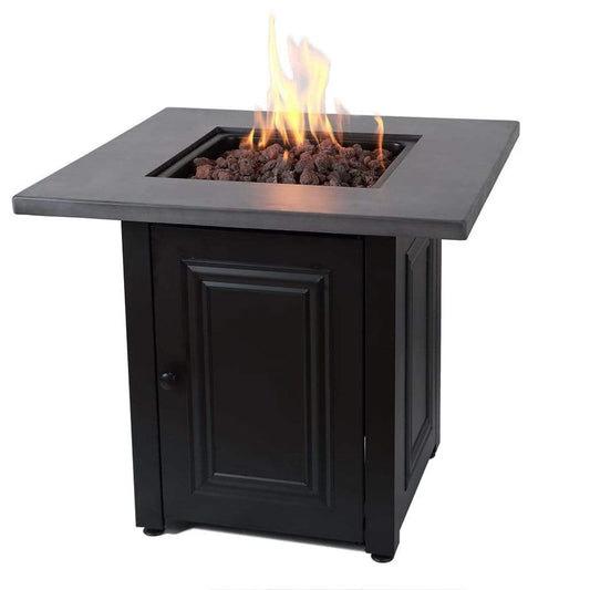 Endless Summer Wakefield 28" Outdoor LP Gas Fire Pit Table With Faux Concrete Resin Mantel