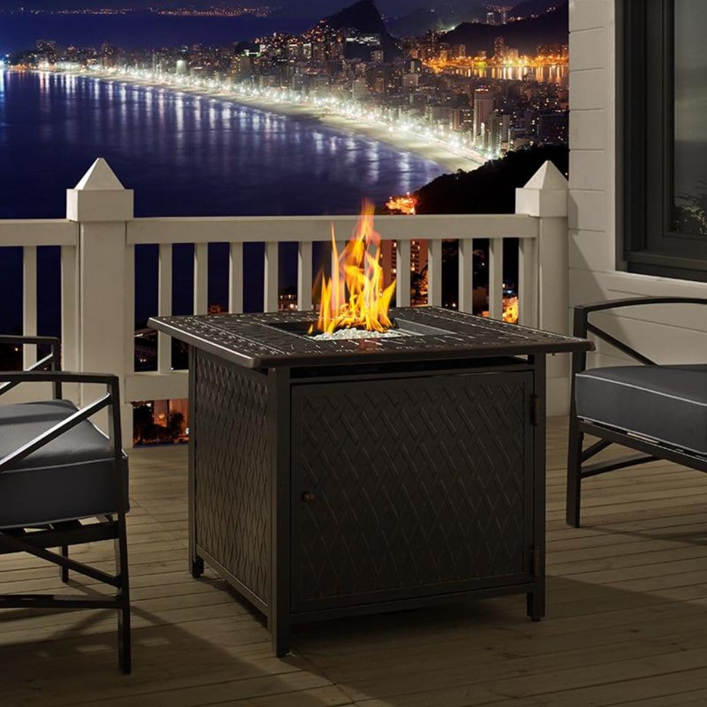 Fire Sense 32" Cartney Square Aluminum Propane Gas Fire Pit