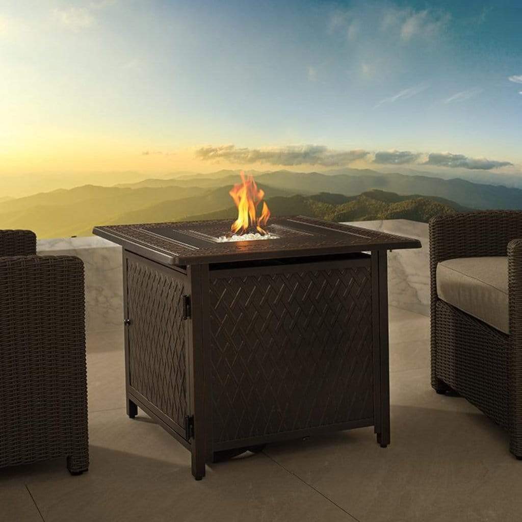 Fire Sense 32" Downey Square Aluminum Propane Gas Fire Pit