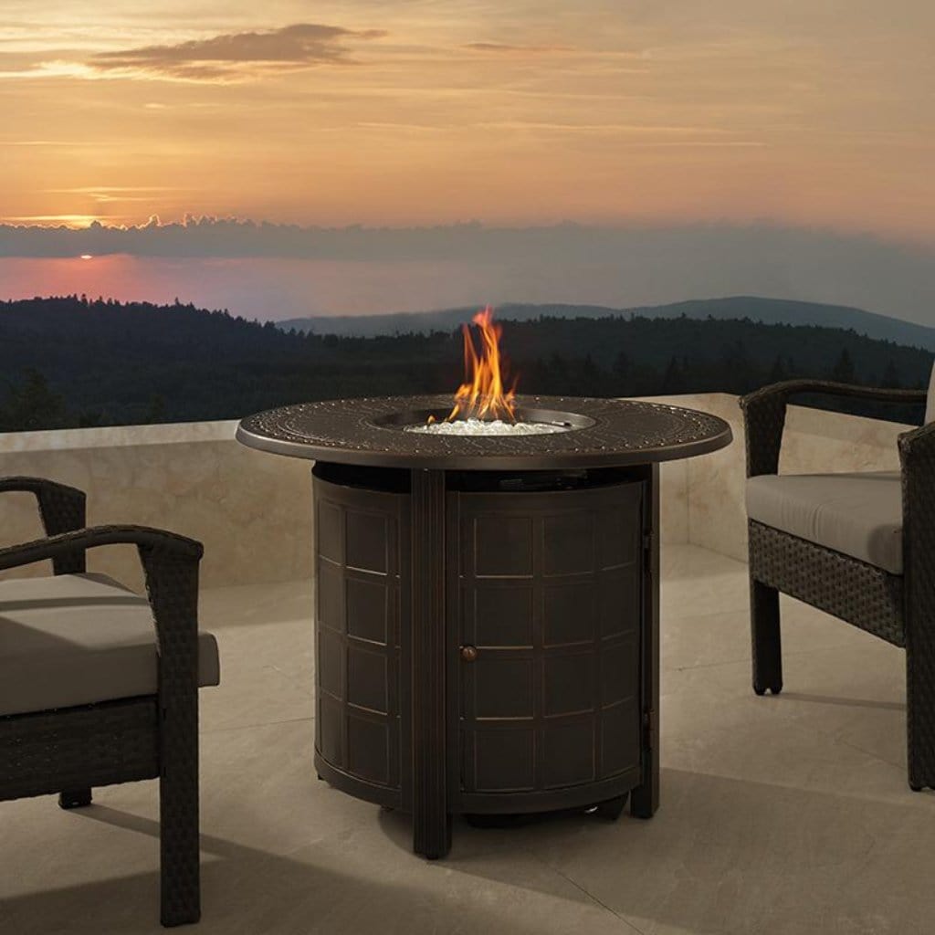 Fire Sense 34" Columbia Aluminum Round Propane Gas Fire Pit